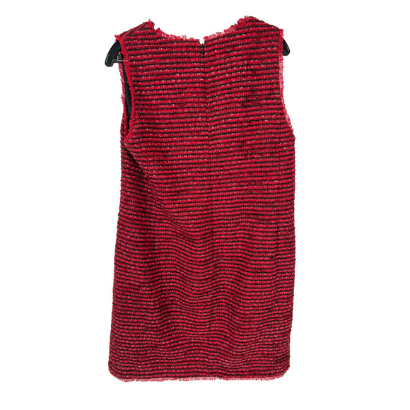 Ann Taylor Womens 10 Red Fringe Tweed Shift Sleeveless Above The Knee Dress - Picture 2 of 4